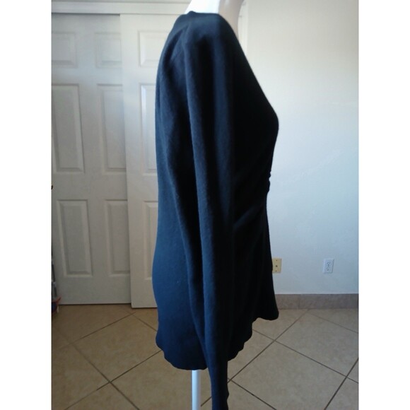 Beth Bowley 100% Cashmere V-Neck Sweater Black Ruched Women Size L Luxury - Picture 4 of 15